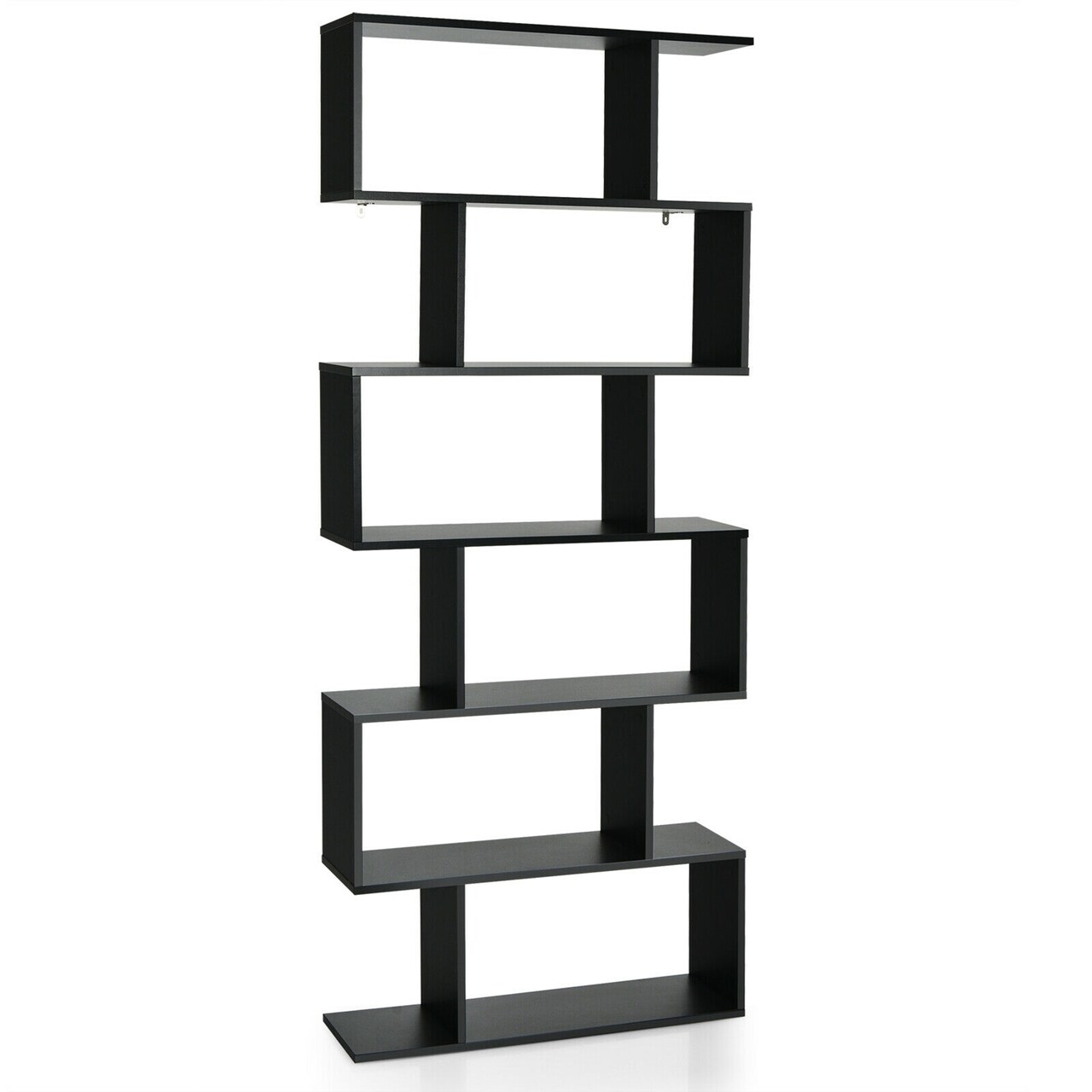Costway 6 Tier S-Shaped Bookshelf Storage Display Bookcase Decor Z-Shelf